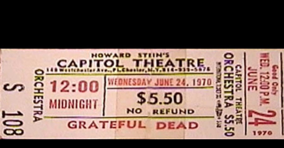 Grateful Dead Capitol Theater Ticket 6-24-70