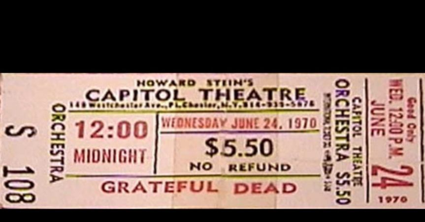 Grateful Dead Capitol Theater Ticket 6-24-70
